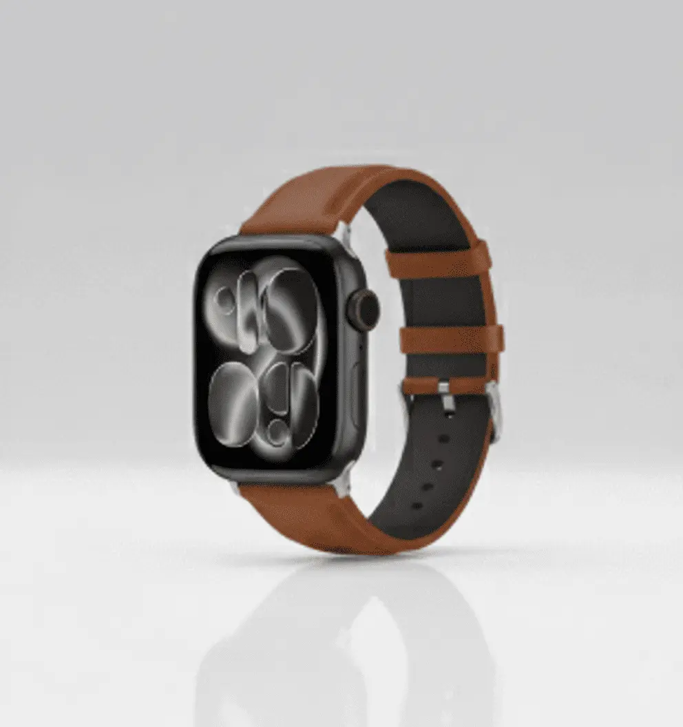 Apple series 11 black head with brown leather strap