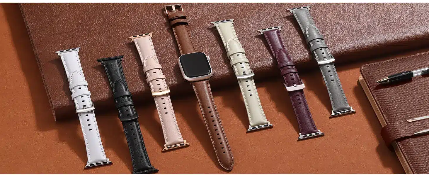Black Leather Strap for Apple Watch Series