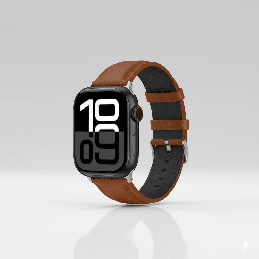Apple series 11 black head with brown leather strap